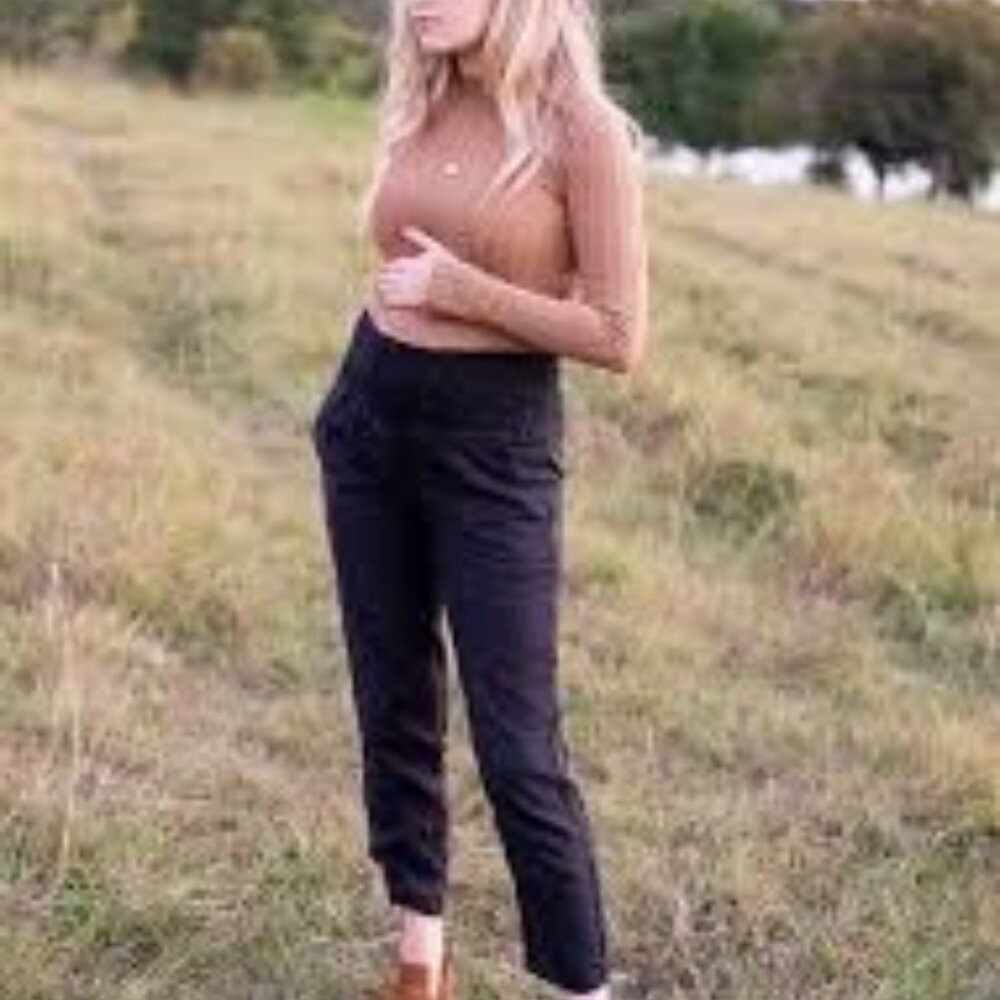 Emme Everyday Transitional Maternity Smocked Linen Pant - Black - 2XL - NWT